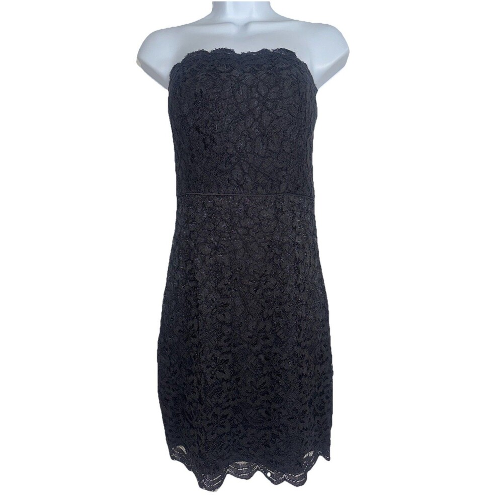 NEW Diane von Furstenberg Walker Strapless Lace Mini Dress Black Women Size 8